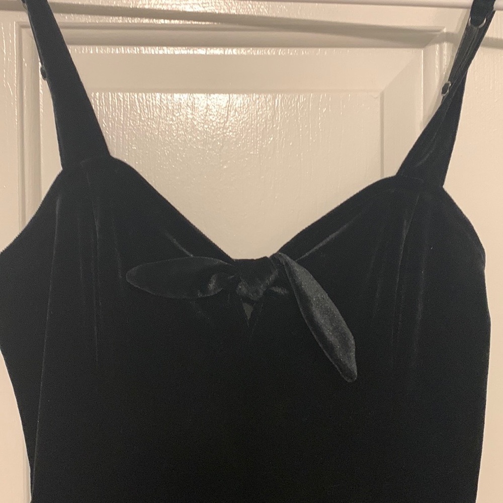 Abercrombie black velvet spaghetti strap jumpsuit.